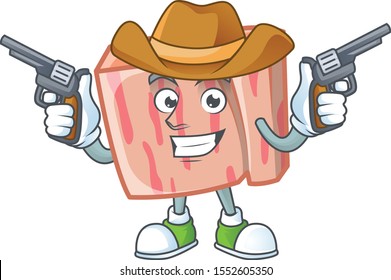 Fresh meat cartoon with cowboy character shape