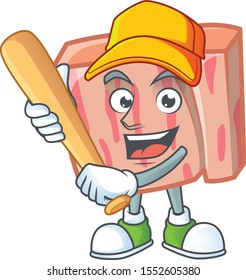 Fresh meat cartoon with playing baseball character shape