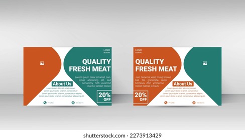 Fresh meat delivery service postcard design template
