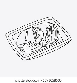 Fresh meat fillet part of beef tenderloin for steak in grocery store. Thin line illustration.