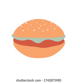 Fresh meat hamburger. Cartoon vector illustration