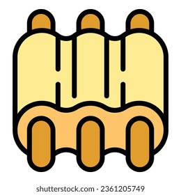 Fresh meat icon outline vector. Pork lamb. Food raw color flat