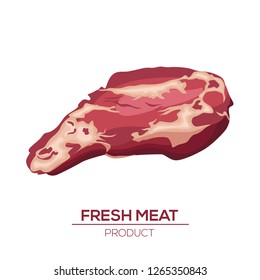 Fresh meat icons in style flat. Vector isoletad objects. Gastronomic products.