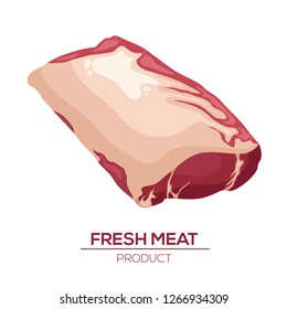 Fresh meat icons in style flat. Vector isoletad objects. Gastronomic products.
