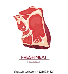 Fresh meat icons in style flat. Vector isoletad objects. Gastronomic products.