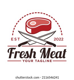 Plantilla de diseño de vectores con logotipo de carne fresca.