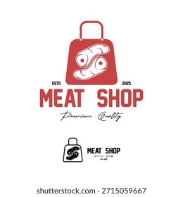 Diseño de Vector de logotipo de carne fresca. Logotipo de emblemas de tiendas de carne