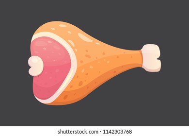 Fresh meat product, ham vector illustration in cartoon style.