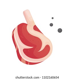 Fresh meat product. Steack vector illustration in cartoon style.