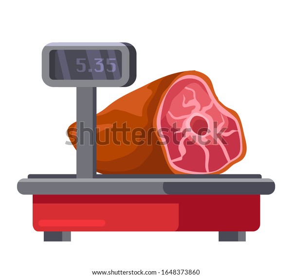 Fresh Meat Product Weighing On Digital Stock Vector Royalty Free