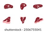 fresh meat set vector illustration isolated on white background.