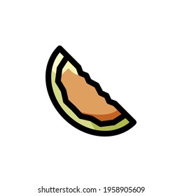 Fresh Melon Fruit Color Outline Style Icon Logo Vector Illustration.
