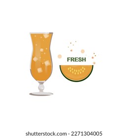 melón fresco y hielo.ilustración vectorial de bebidas