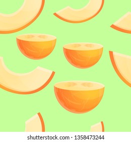 Fresh melon pattern. Cartoon illustration of fresh melon vector pattern for web design