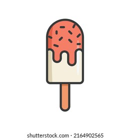 Fresh melted popsicle illustration icon with chocolate sprinkles