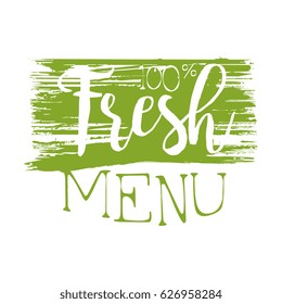 Fresh menu green label, vector illustration