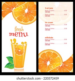 fresh menu  with realistic orange and orange slice