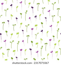 Fresh microgreens pattern on a white background
