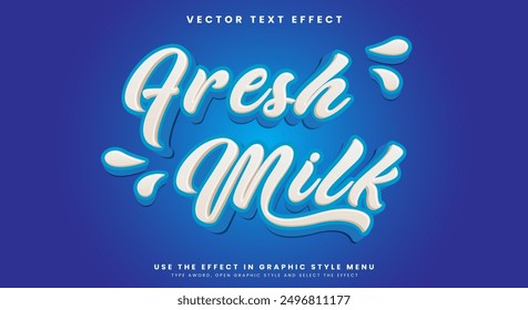 Fresh Milk 3d editable text effect Template suitable for fresh food