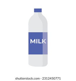  Fresh milk bottle with label isolated, healthy food concept