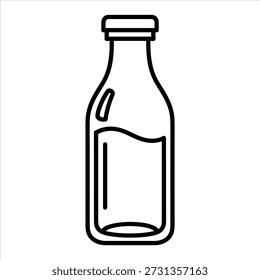 Fresh Milk Bottle Outline Vector Icon