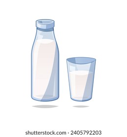Leche fresca en frascos y vector de leche aislada en fondo blanco