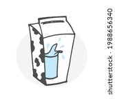 Fresh Milk Box Vector: A hand-drawn illustration featuring a milk box icon on a white background. Perfect for conveying the freshness and healthiness of dairy products in your designs