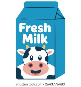 Ilustração isolada do vetor desenhada à mão da caixa de leite fresca no fundo branco