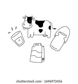 fresh milk and cow doodle