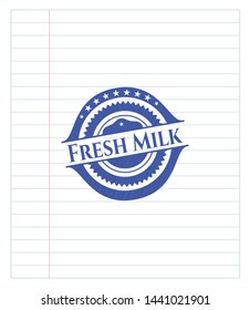 Fresh Milk draw with pen effect. Blue ink. Vector Illustration. Detailed.