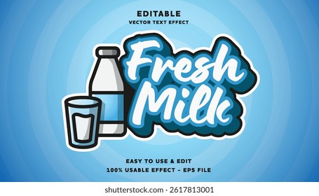 fresh milk editable text effect with modern and simple style