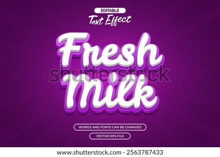 Fresh milk editable text effect with purple background 