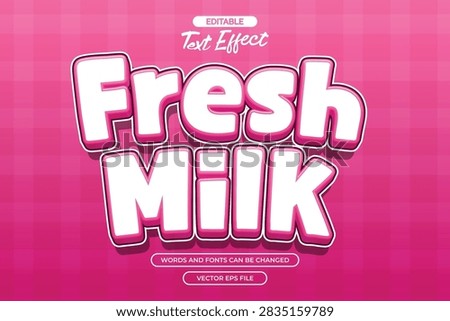 Fresh milk editable text effect with pink cartoon text style