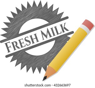 Fresh Milk emblem drawn in pencil