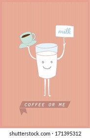 fresh milk holding coffee poster template vector/illustration / background/ greeting card