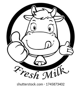 Fresh milk icon. Template isolated on white background. Can be used for advertising, web banner,  etc.  Flat style graphic design. Vector EPS10