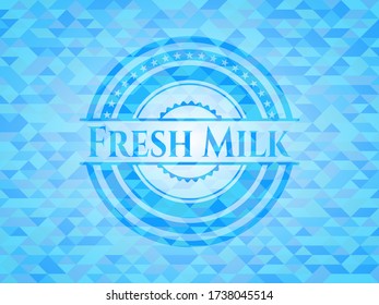 Fresh Milk light blue emblem with mosaic background. 