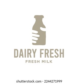 Fresh milk logo concept - isolated vector emblem