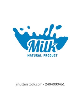 Concepto de logotipo de leche fresca. Logo de la leche emblema vectorial aislado
