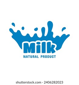 Concepto de logotipo de leche fresca. Logo de la leche emblema vectorial aislado