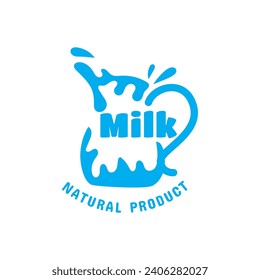 Concepto de logotipo de leche fresca. Logo de la leche emblema vectorial aislado