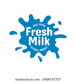 Concepto de logotipo de leche fresca. Logo de la leche emblema vectorial aislado