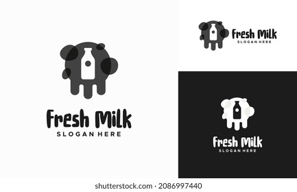 Diseños del logotipo de la leche fresca vectorial concepto vectorial, plantilla del logotipo de la leche saludable ilustración vectorial