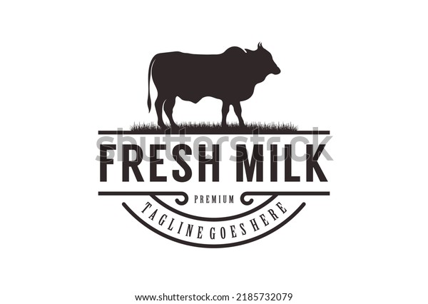 Fresh Milk Logo Healthy Cow Illustration Stock Vector (Royalty Free ...