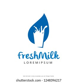 Fresh Milk Logo Template Design Vector, Emblem, Concept Design, Creative Symbol, Icon