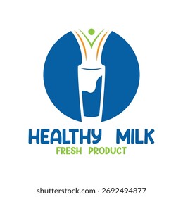 Design-Vektor für das Logo "Fresh Milk". Logo geeignet für Milch, Milchwirtschaft und Markenunternehmen