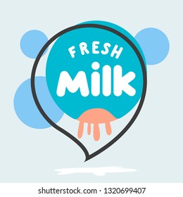 Fresh milk logo template on a blue background