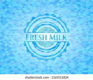Fresh Milk sky blue emblem with triangle mosaic background