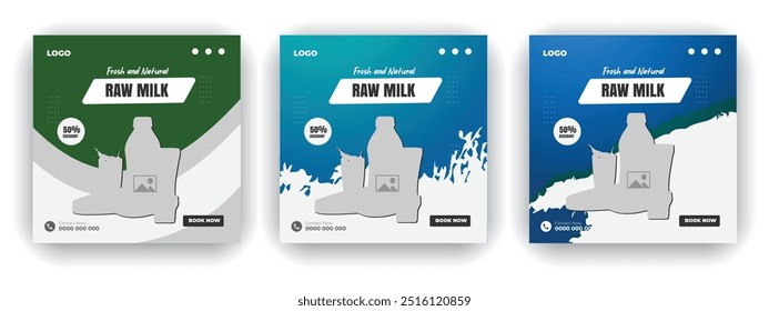 Fresh milk social media post design template