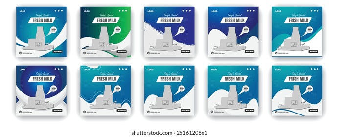 Fresh milk social media post design template